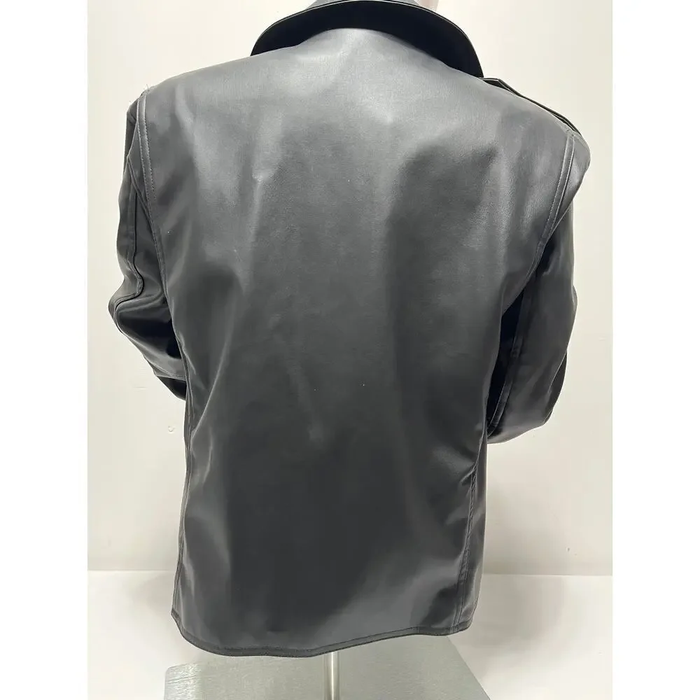 Bar III Faux Leather Moto Jacket Black Petite Small PS NWT - Picture 2 of 16